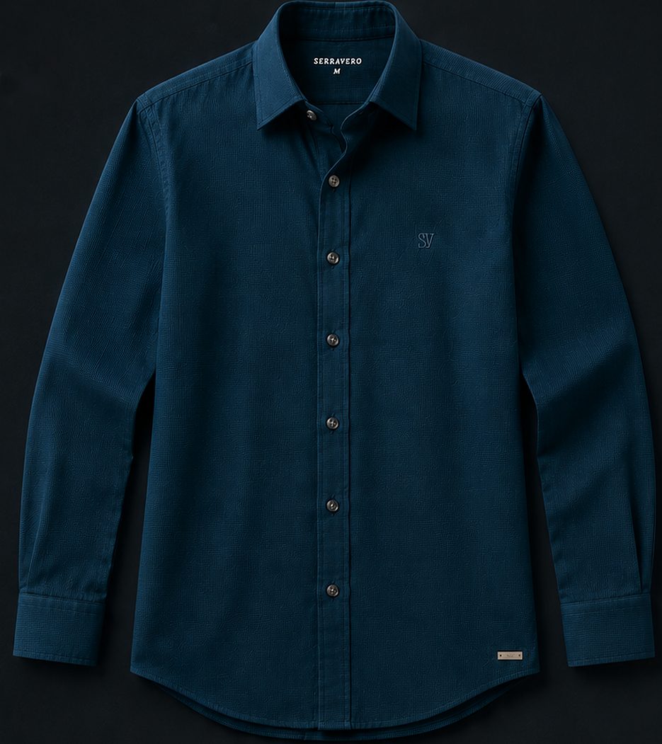 Camisa Textura Signature na cor azul petróleo