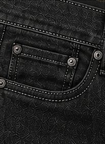 Jeans Dark Premium na cor grafite, detalhe do bolso