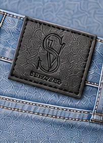 Jeans Vintage Clean na cor azul claro, detalhe: outro