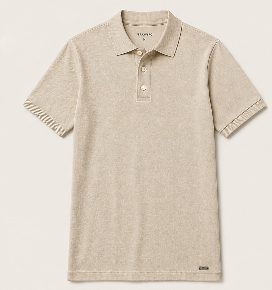 Polo Tricot Signature na cor areia