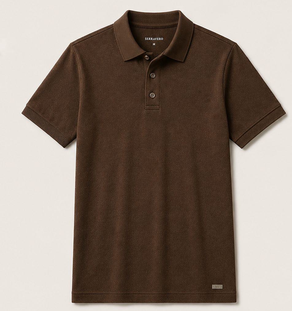 Polo Tricot Signature na cor café