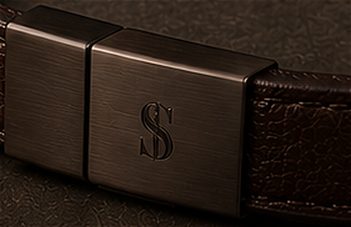 Pulseira Couro Minimal na cor café, detalhe: outro