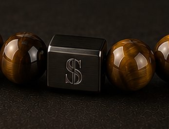 Pulseira Pedra Natural na cor olho-de-tigre, detalhe: outro