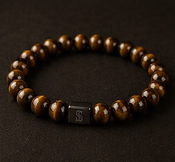 Pulseira Pedra Natural na cor olho-de-tigre, detalhe: outro