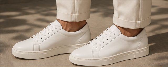 Tênis Couro Minimal na cor branco, detalhe: outro
